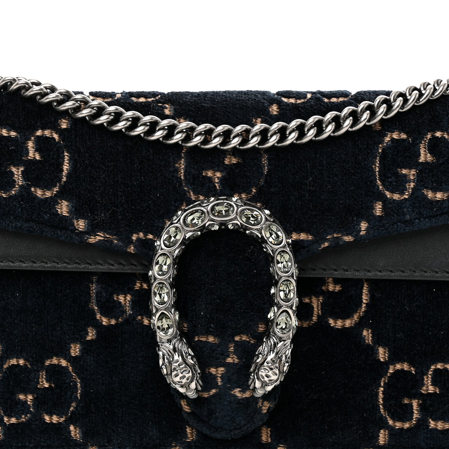 Velvet GG Monogram Super Mini Dionysus Shoulder Bag Blue Beige Black
