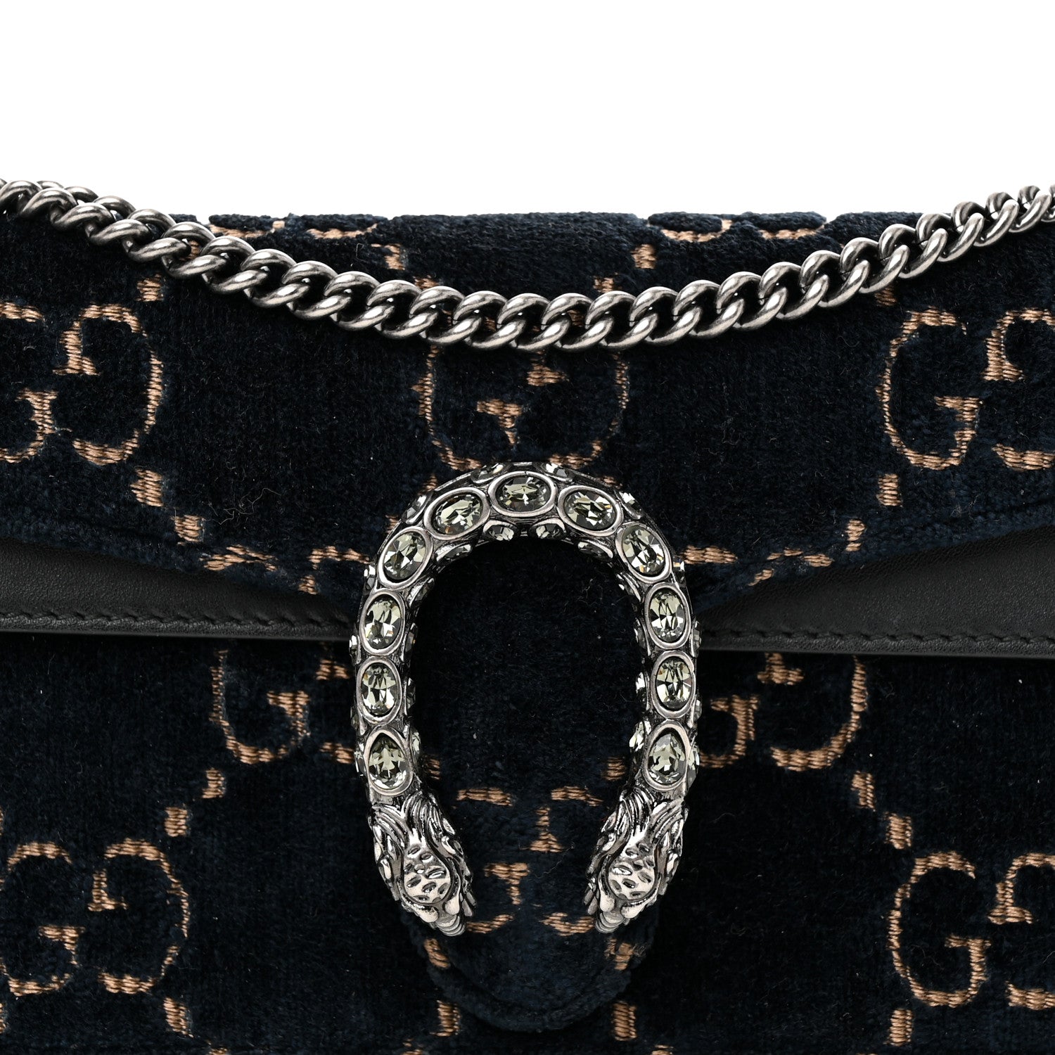 Gucci Velvet GG Monogram Super Mini Dionysus Shoulder Bag Blue Beige Black 7 of 10