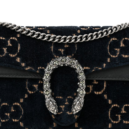 Gucci Velvet GG Monogram Super Mini Dionysus Shoulder Bag Blue Beige Black 7 of 10