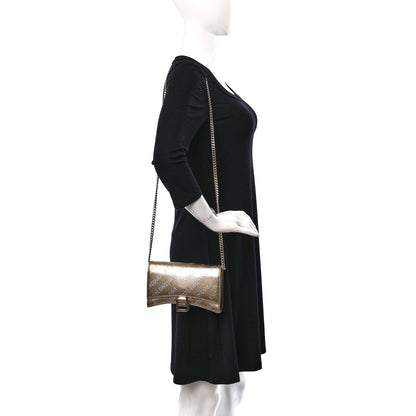 Balenciaga Metallic Smooth Calfskin Crystal Diagonal Allover Logo Hourglass Wallet Light Gold Crystal 2 of 8