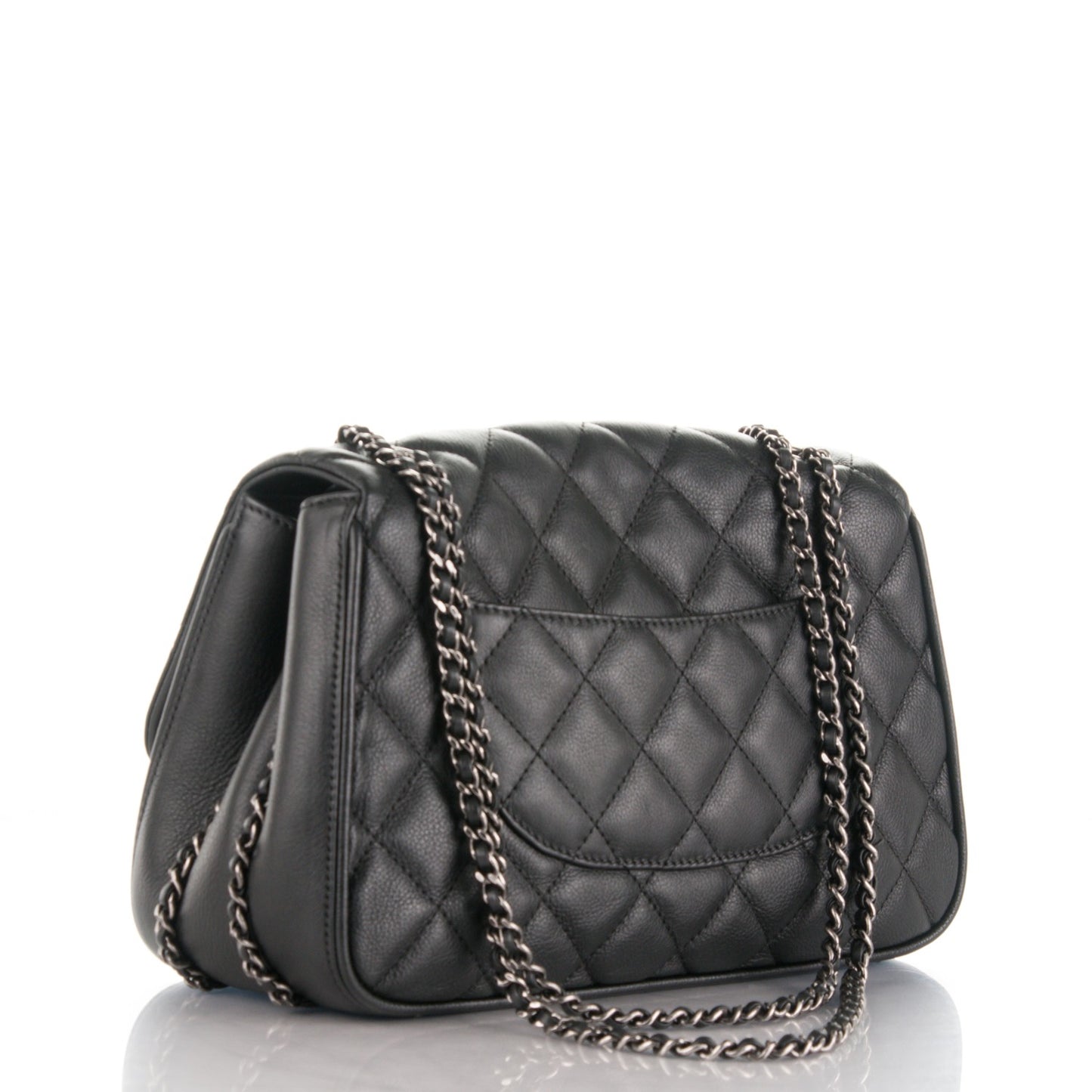Calfskin Quilted Medium Frame In Chain Flap Black