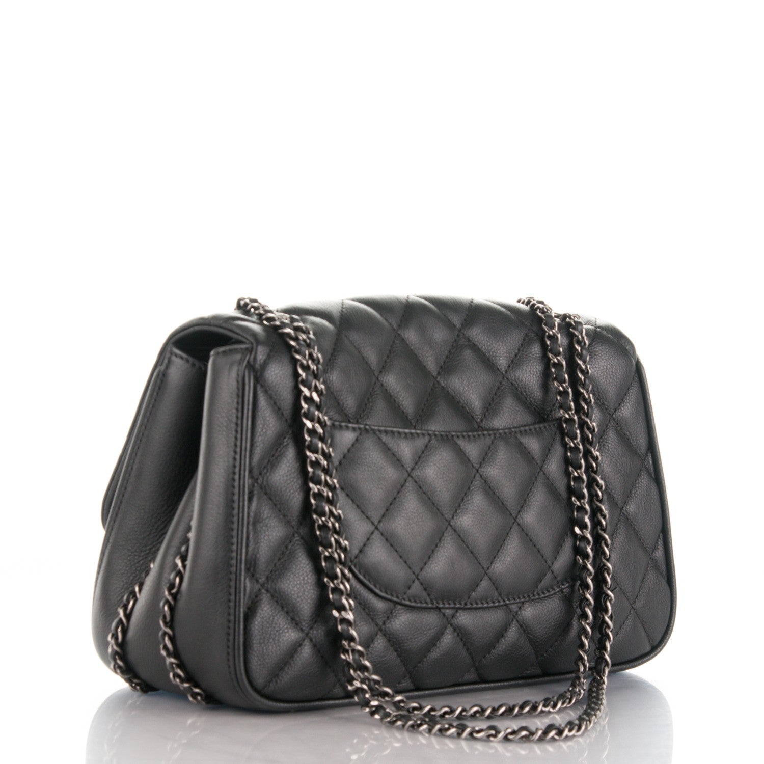 Chanel Calfskin Quilted Medium Frame In Chain Flap Black 3 of 7