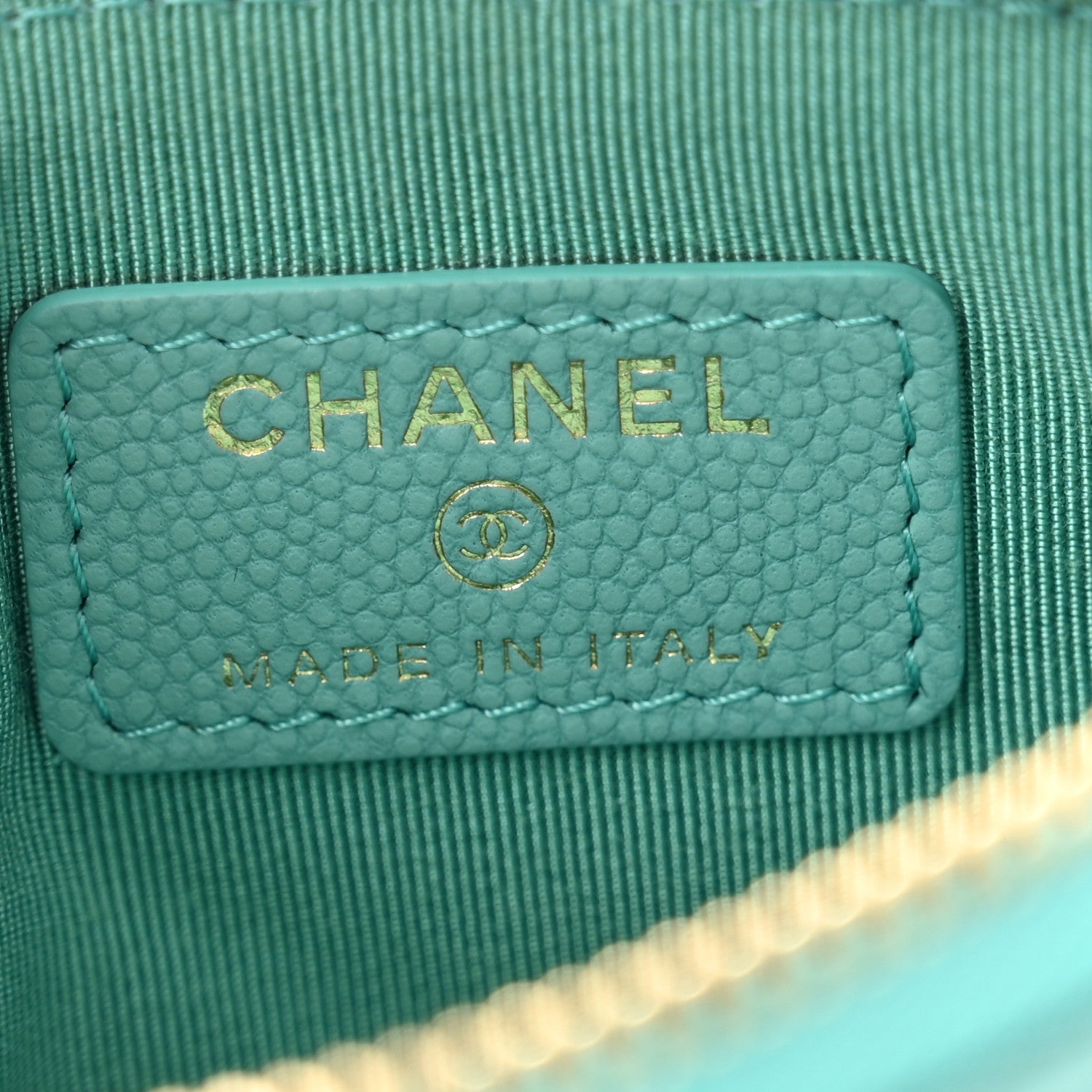 Chanel Caviar Chevron Quilted Small Cosmetic Case Light Blue 6 of 9