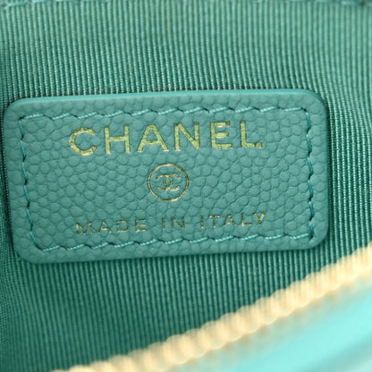 Chanel Caviar Chevron Quilted Small Cosmetic Case Light Blue 6 of 9