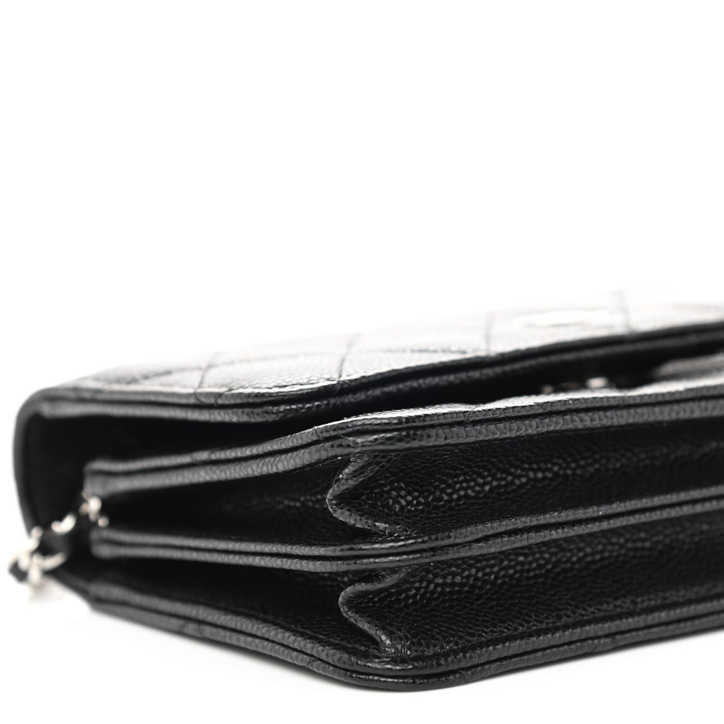 Caviar Quilted Mini Wallet On Chain WOC Black
