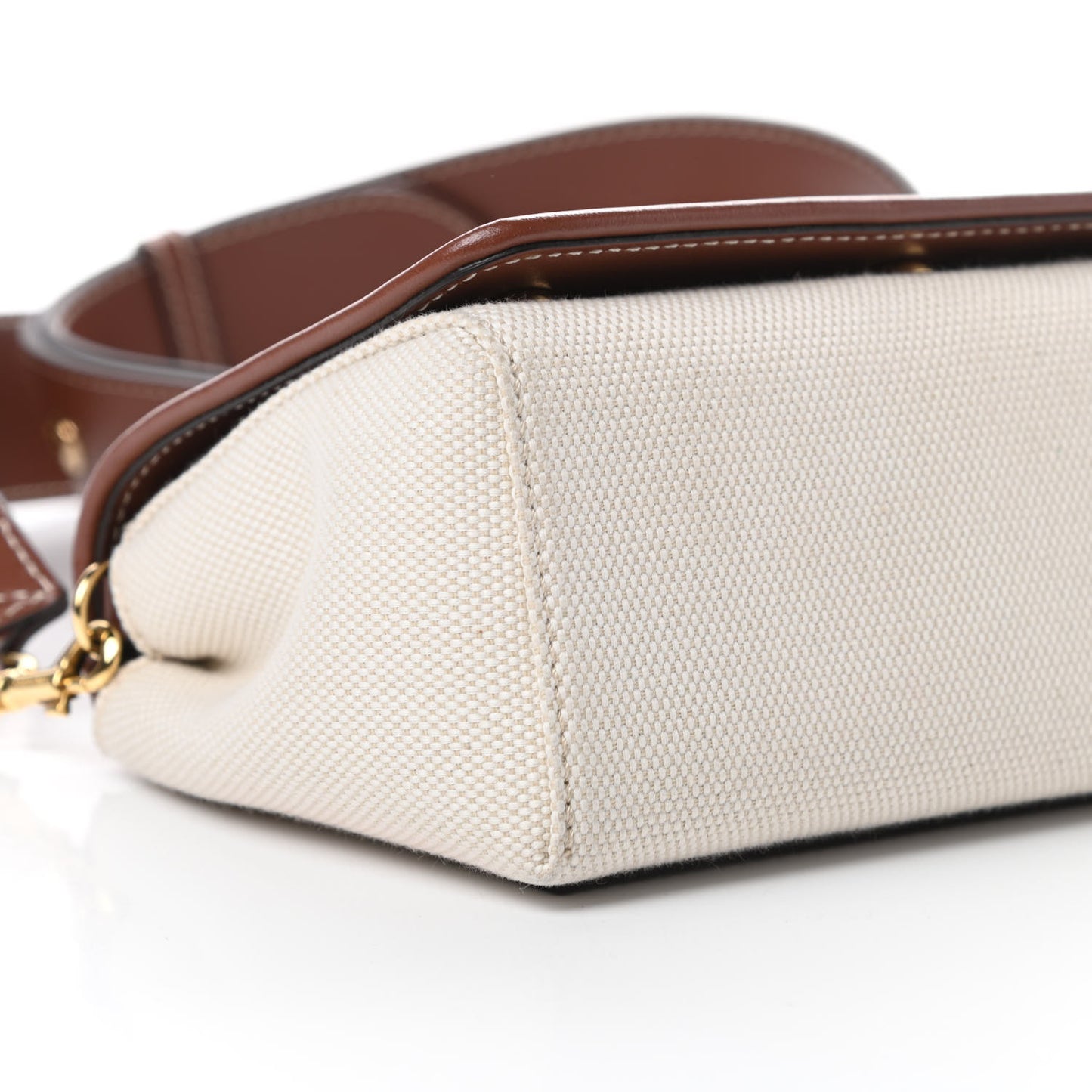 Cotton Canvas Horseferry Print Small Crossbody Bag White Tan