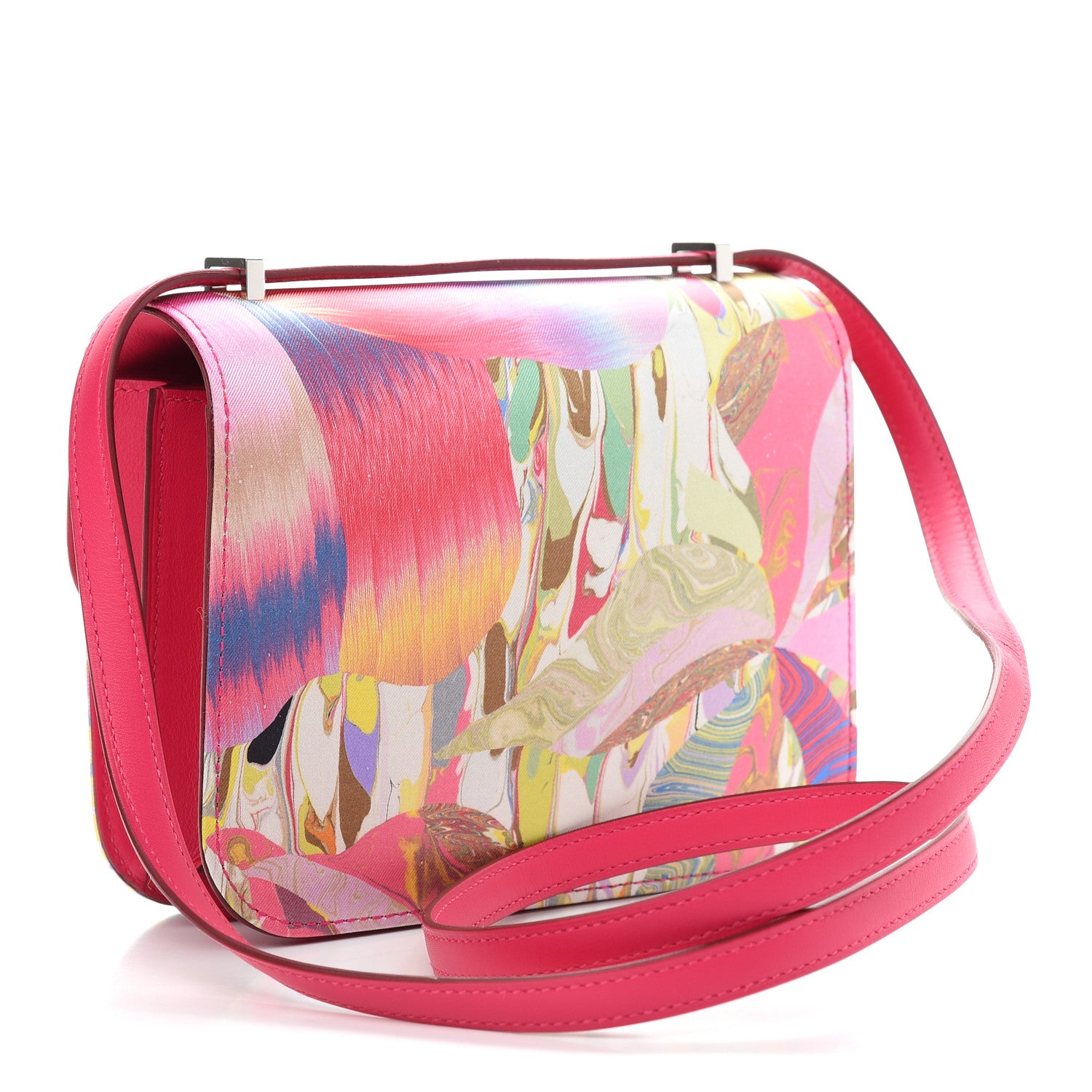 Hermes Swift Silk Marble Printed Constance 18 Rose Azalee Rose Mexico 3 of 9