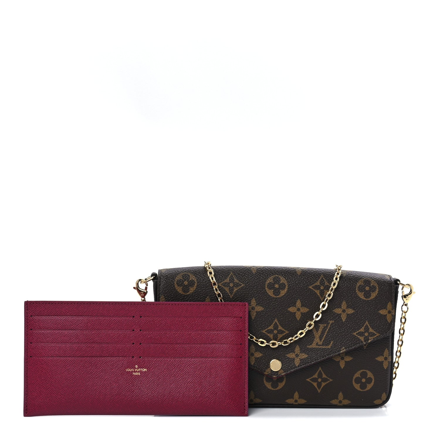 Louis Vuitton Monogram Pochette Felicie Chain Wallet Fuchsia 1 of 12