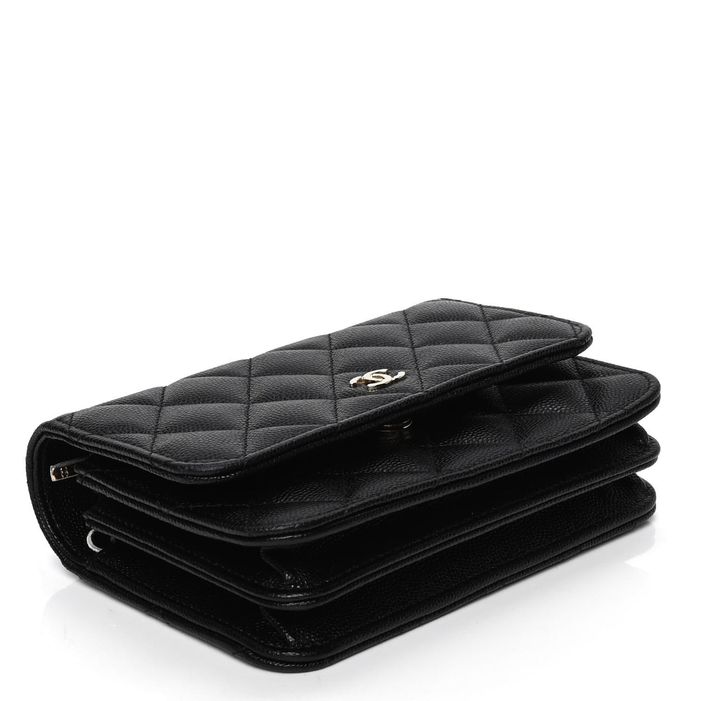 Caviar Quilted Mini Wallet On Chain WOC Black