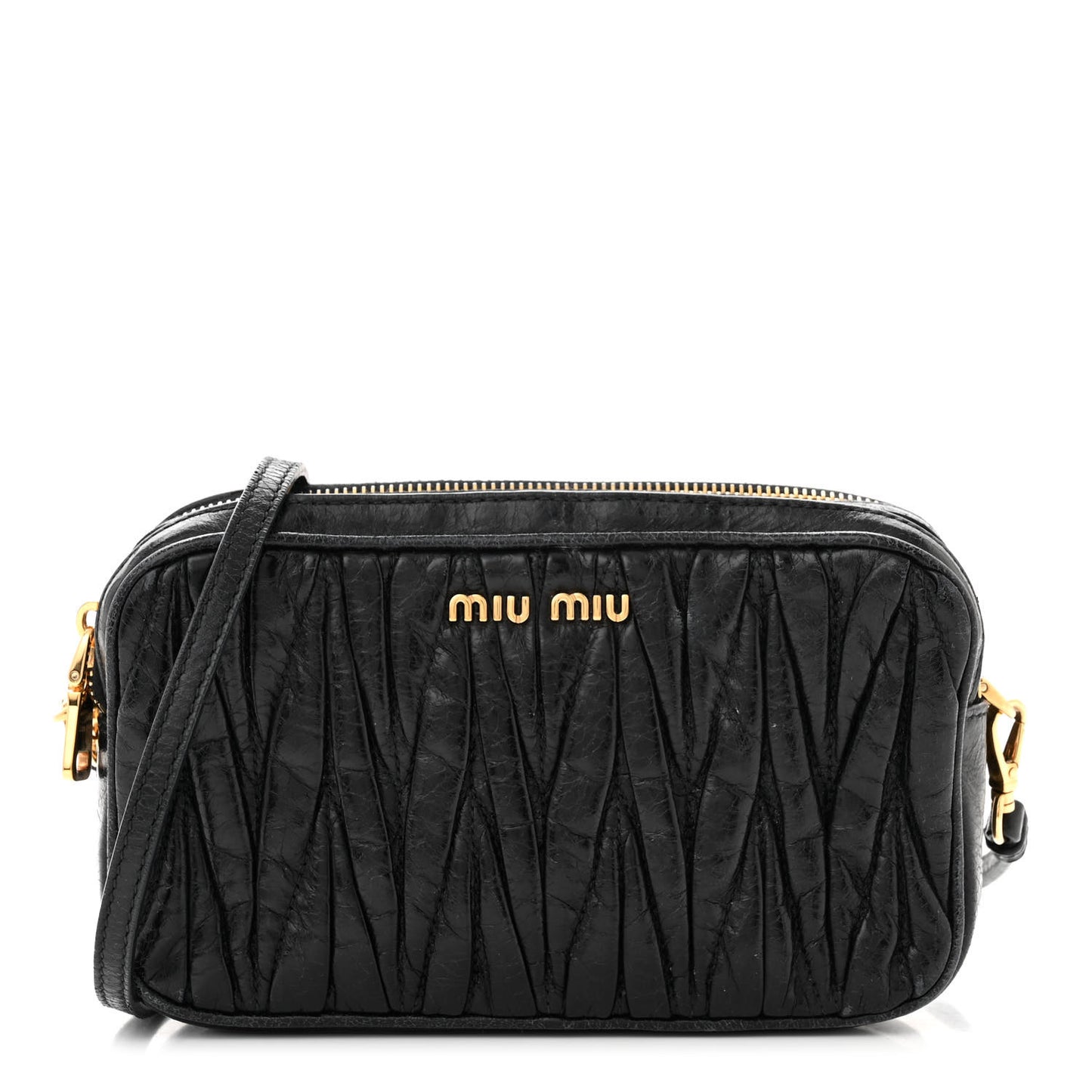 Nappa Matelasse Double Zip Pochette Clutch Black
