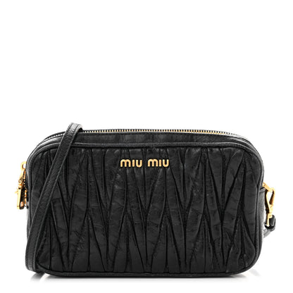 Miu Miu Nappa Matelasse Double Zip Pochette Clutch Black 1 of 9