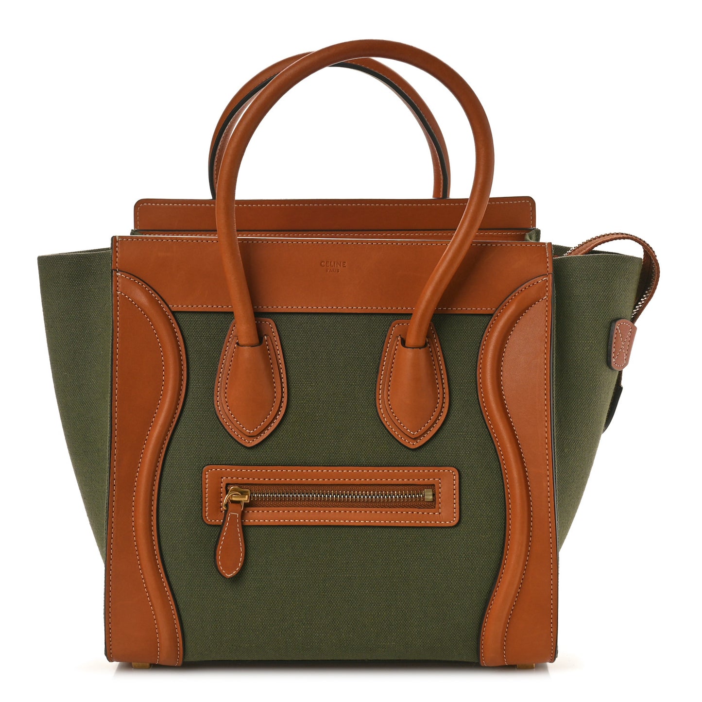 Smooth Calfskin Micro Luggage Multicolor Khaki Tan