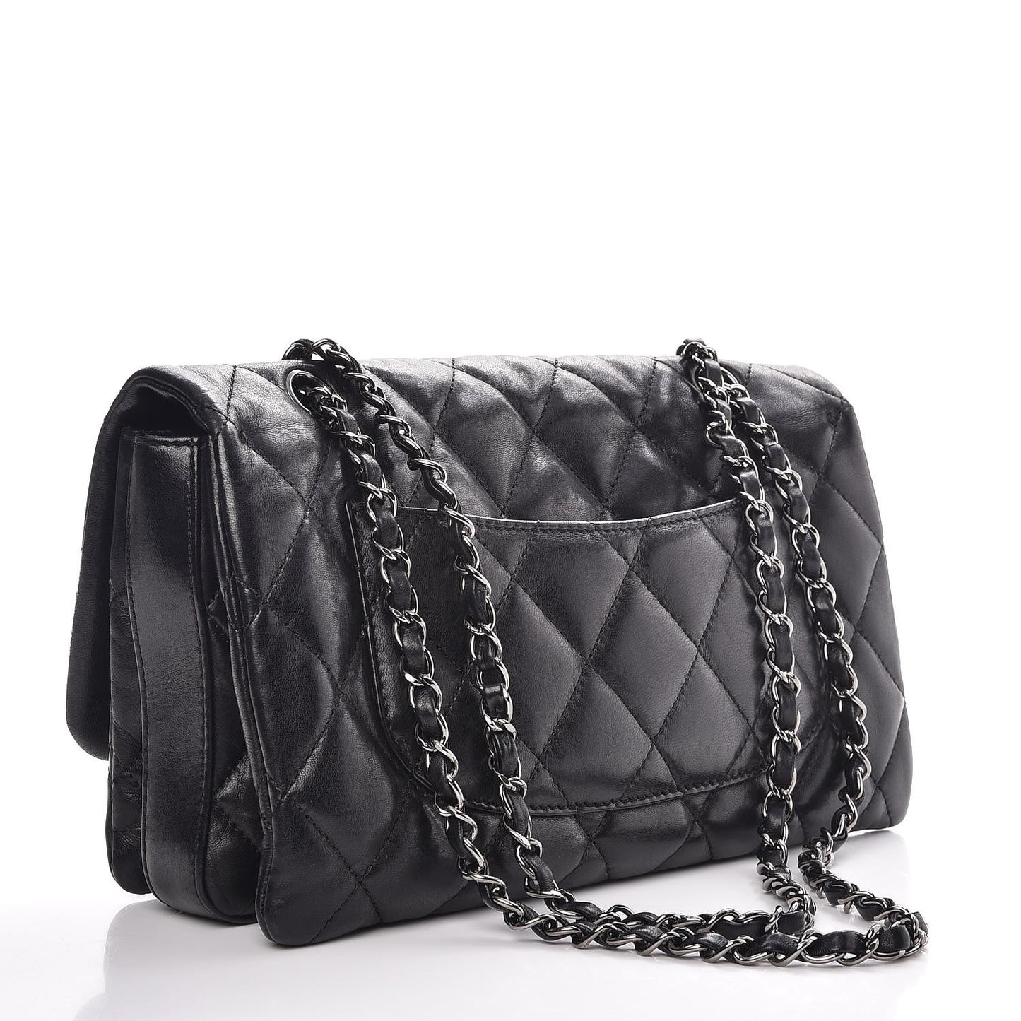 Lambskin Quilted Large 3 Flap Black