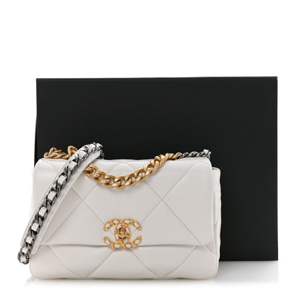 Chanel Goatskin Quilted Medium Chanel 19 Flap White 13 of 13