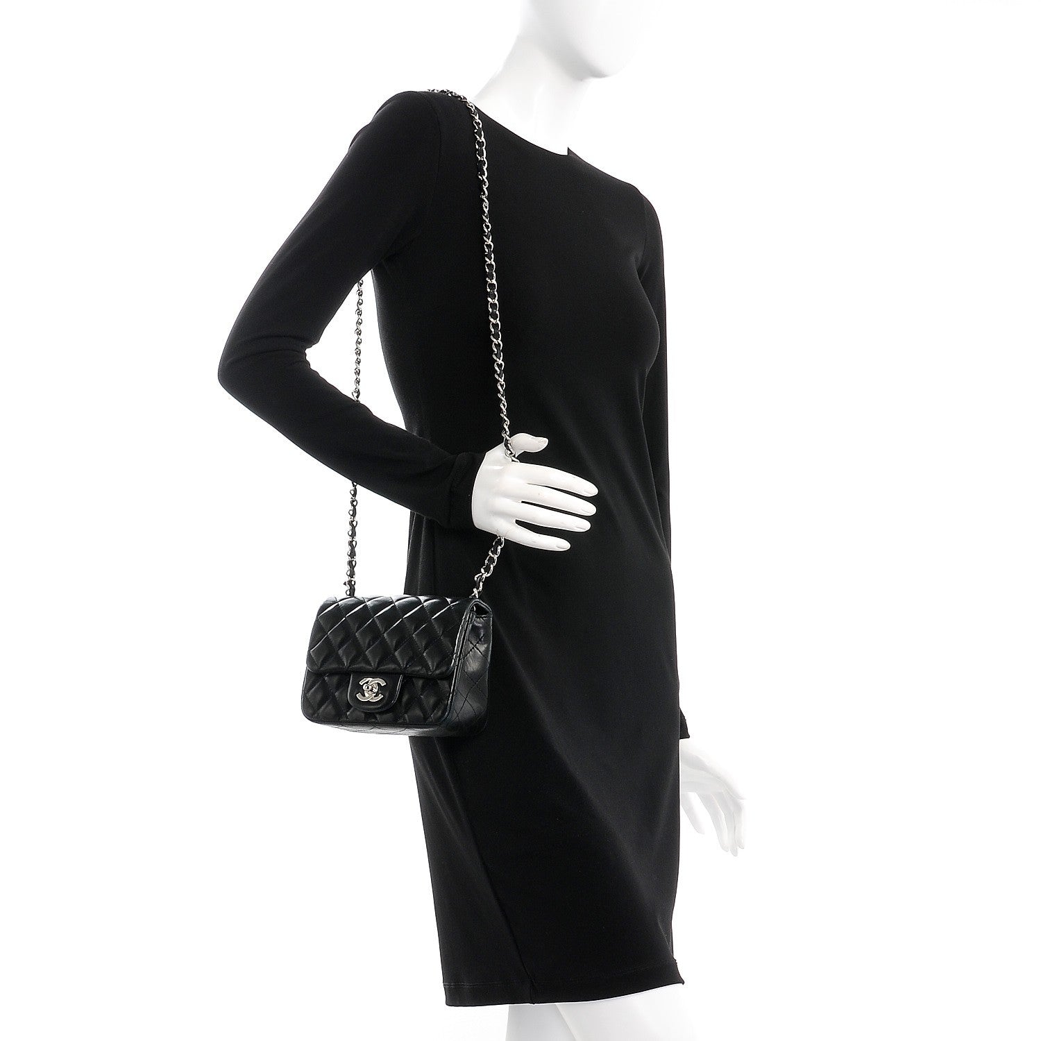 Chanel Lambskin Quilted Mini Square Flap Black 2 of 9