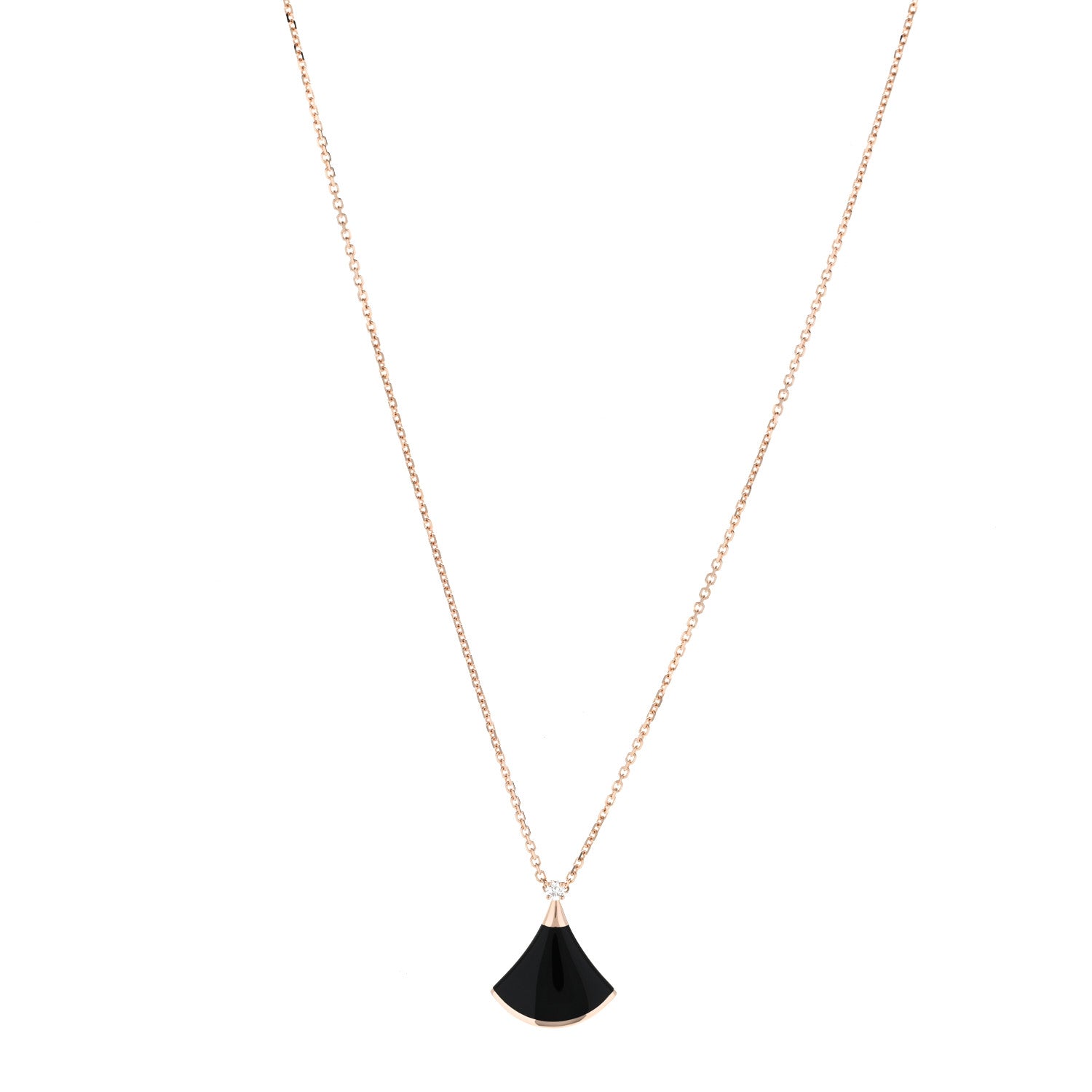Bulgari 18K Rose Gold Diamond Black Onyx Divas' Dream Pendant Necklace 1 of 6