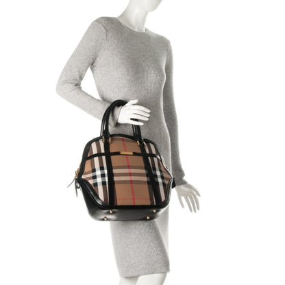 Burberry Bridle Calfskin House Check Medium Orchard Bowling Bag Black 2 of 8