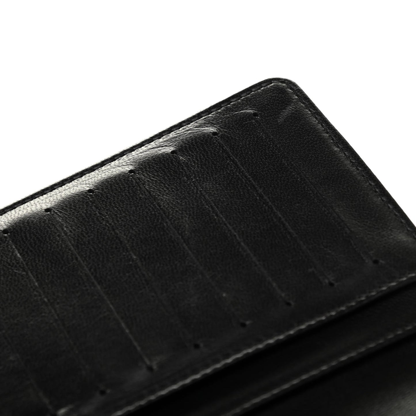 Lambskin Camellia Embossed Yen Wallet Black