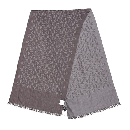 Gucci Wool Silk GG Monogram GGNat Scarf Rope Dark Brown 3 of 5