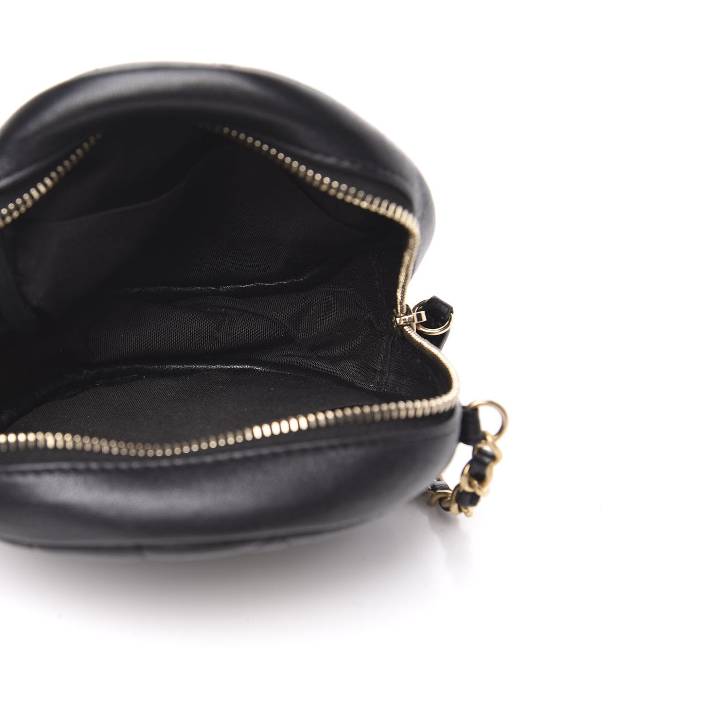 Lambskin Quilted Studded Round Clutch With Chain Black