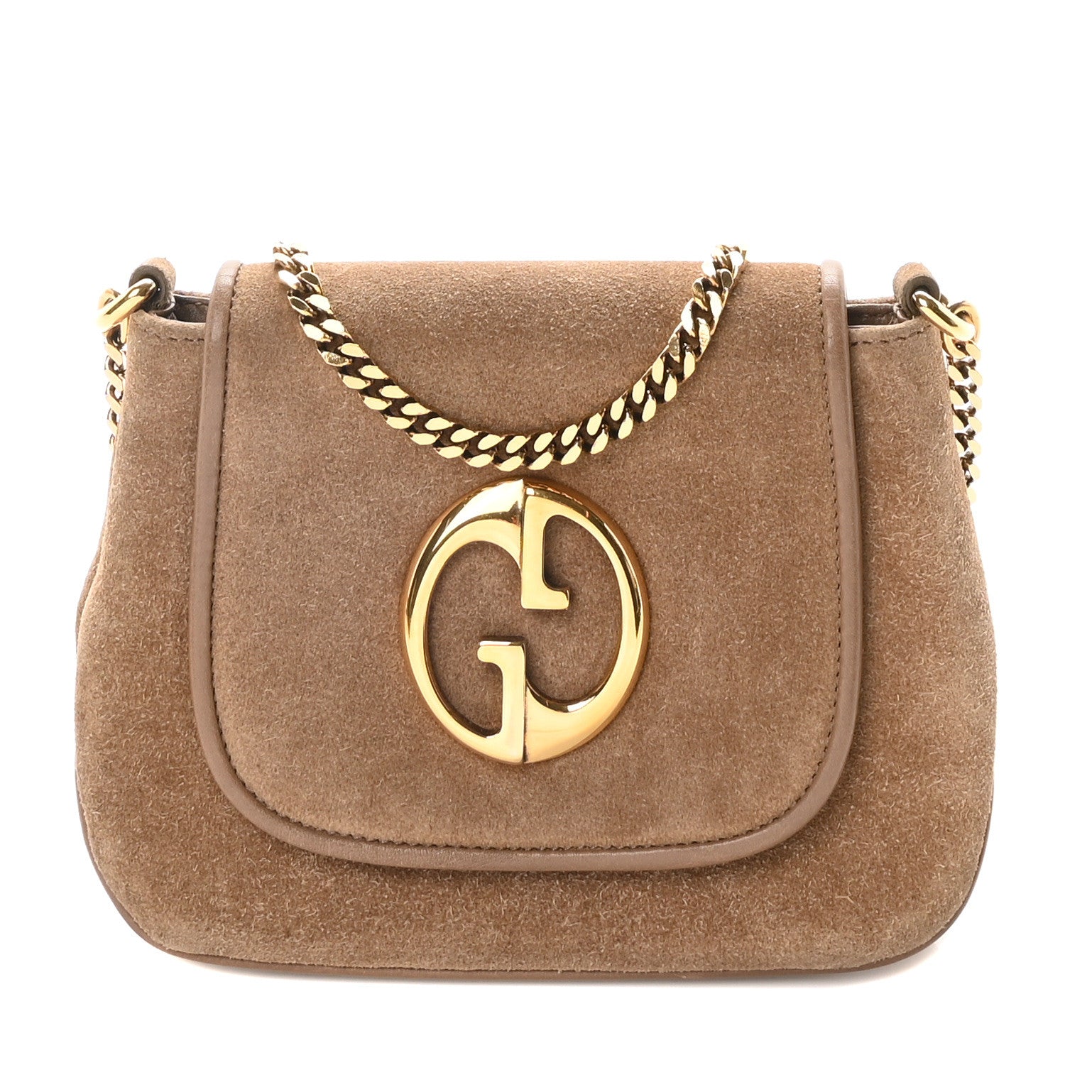 Gucci Suede Cudu Small 1973 Chain Shoulder Bag Marron Glace 1 of 10