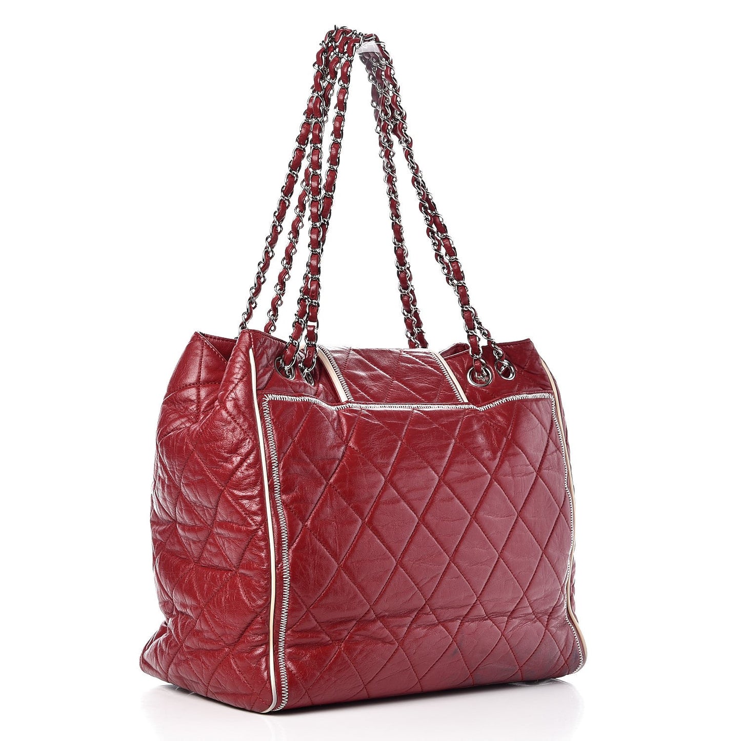 Lambskin Large North South Accordion Tote Bordeaux