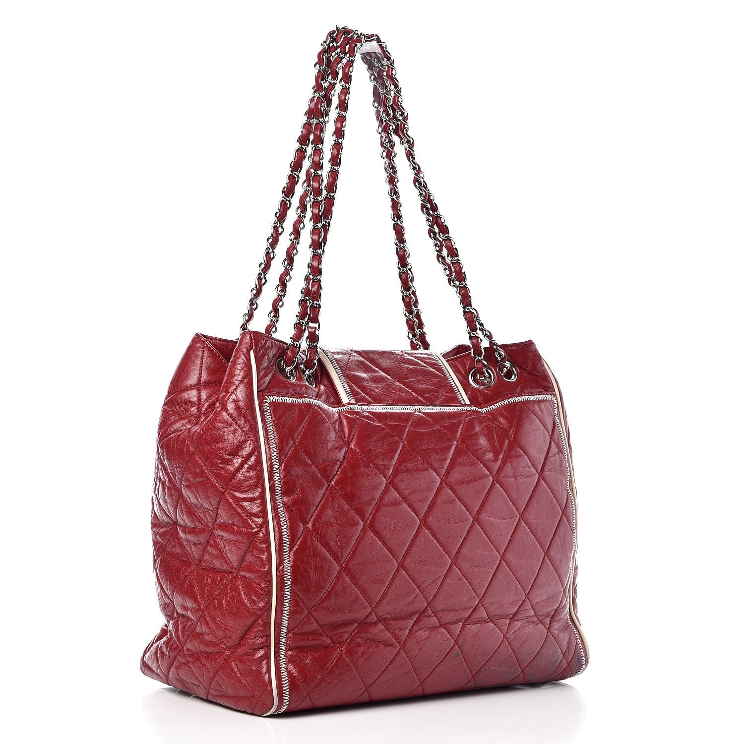 Chanel Lambskin Large North South Accordion Tote Bordeaux 3 of 7