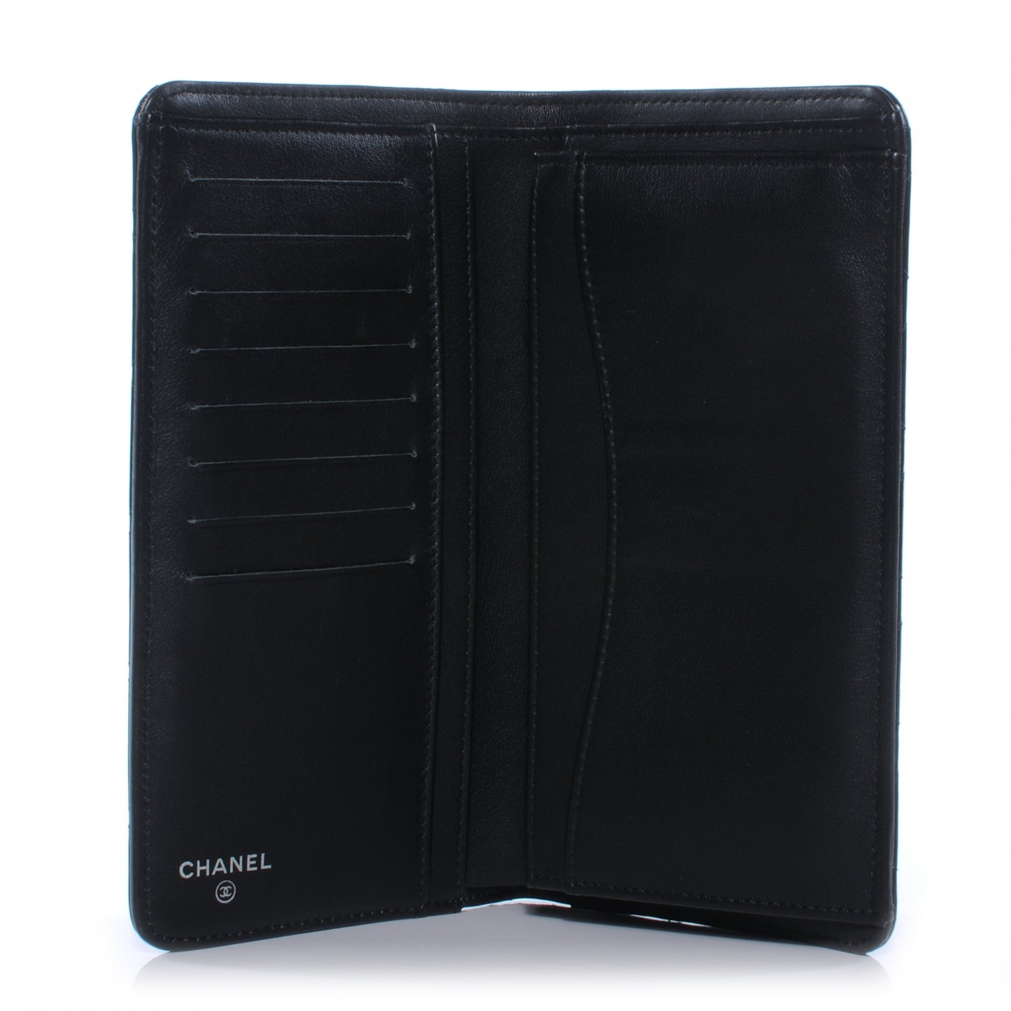 Patent Quilted Yen Wallet Black