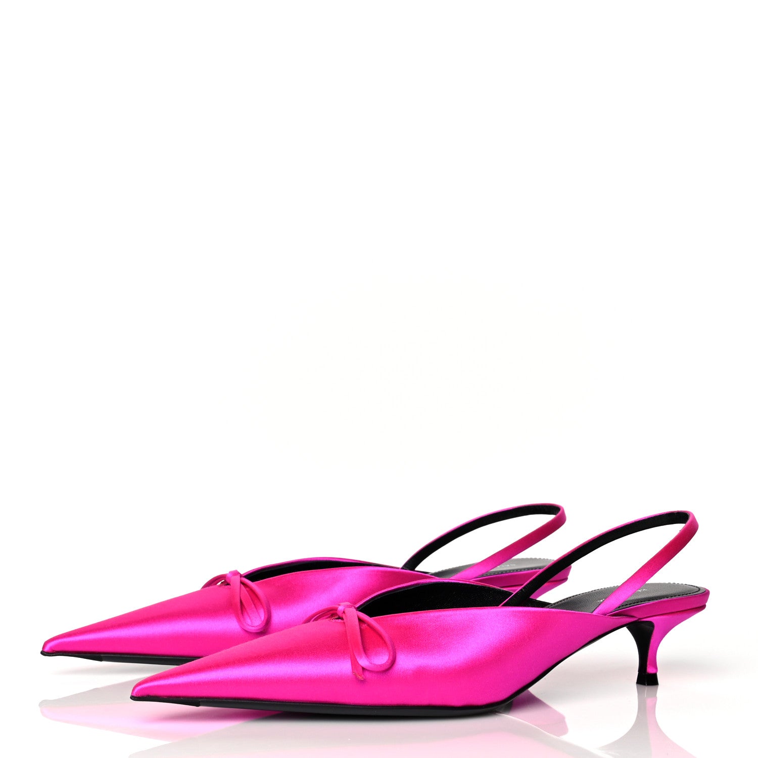 Balenciaga Satin Pointed Toe Knife Slingback 40mm Mules 38 Rose Fuchsia 3 of 9