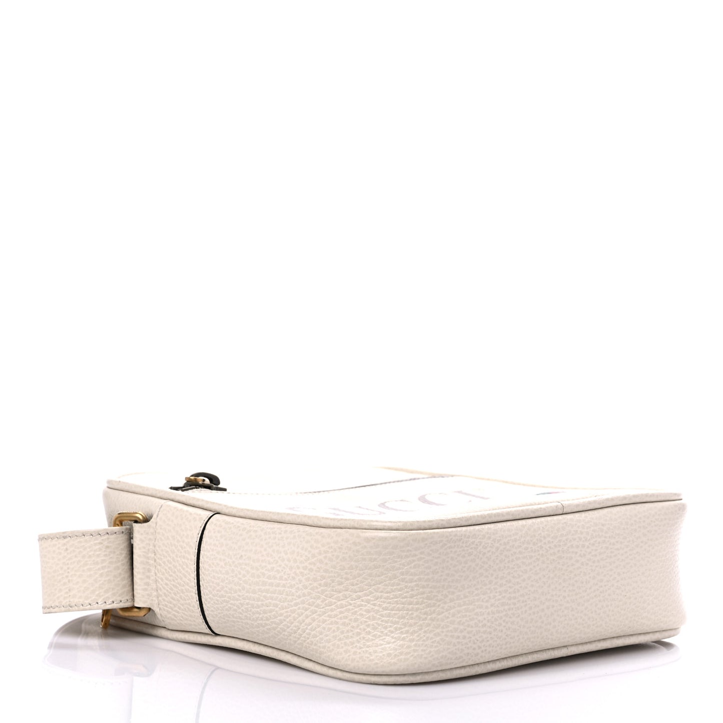 Grained Calfskin Logo Messenger Bag White