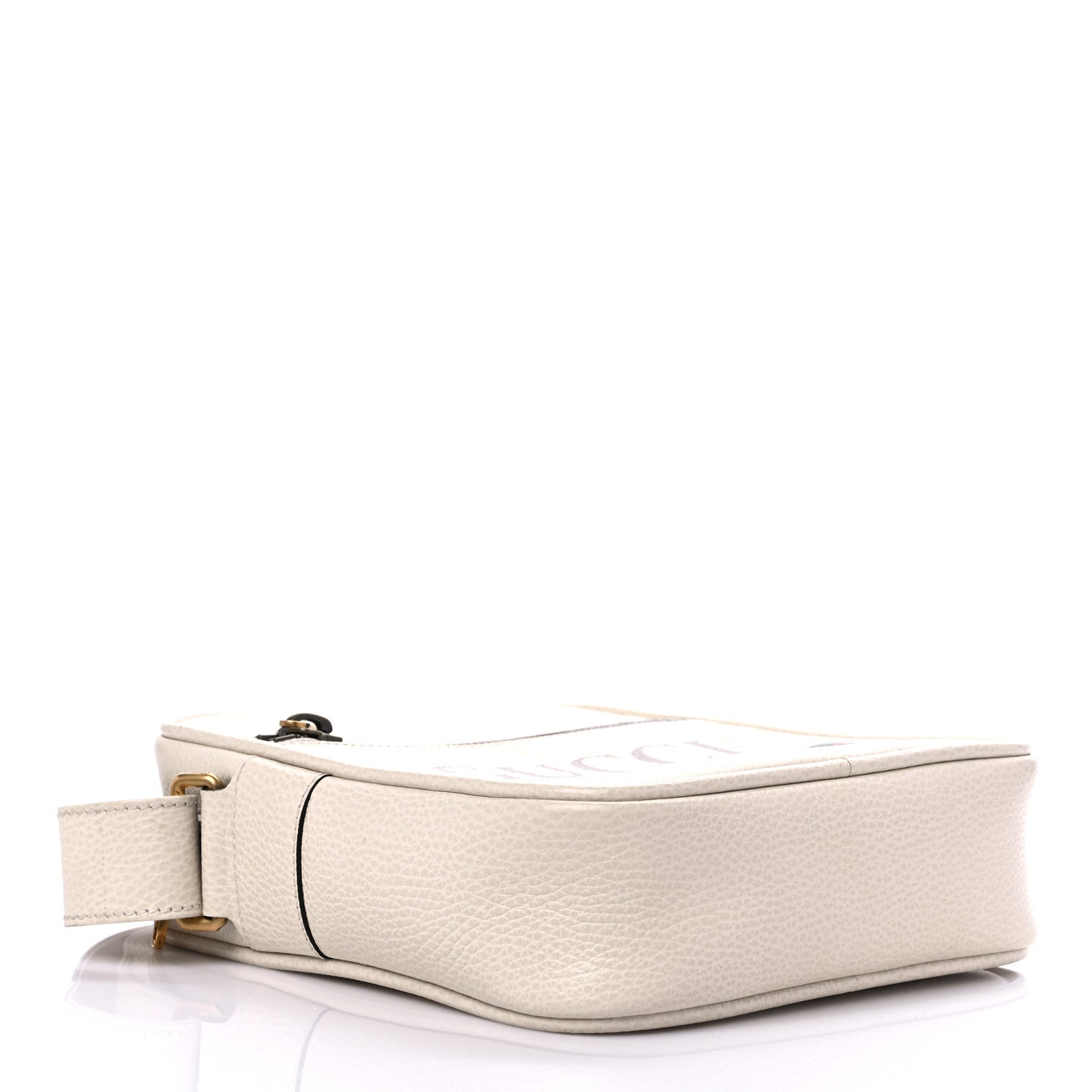 Gucci Grained Calfskin Logo Messenger Bag White 4 of 10