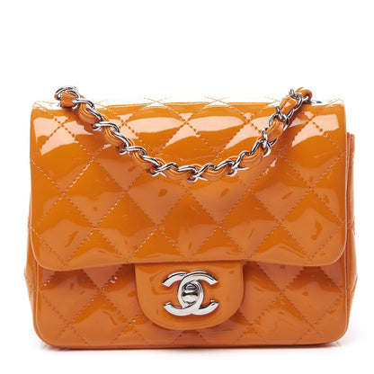 Chanel Patent Quilted Mini Square Flap Orange 1 of 10