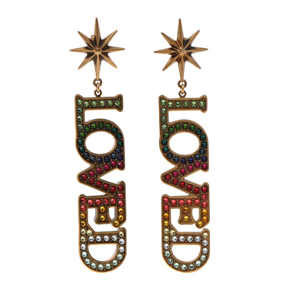 Gucci Gold Crystal Loved Single Earrings Multi 1 of 5