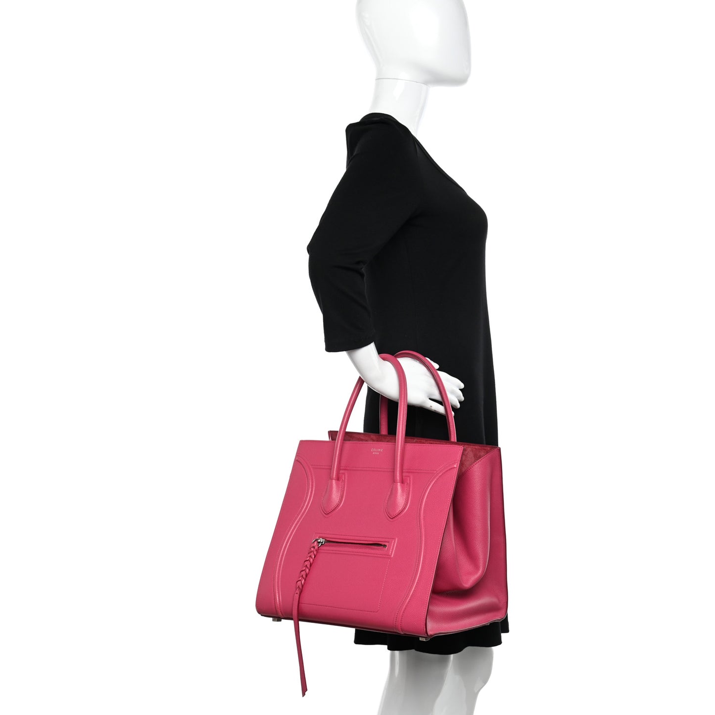Grained Calfskin Medium Phantom Luggage Fuchsia