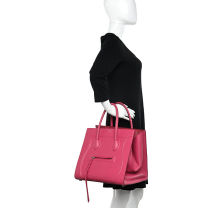 Celine Grained Calfskin Medium Phantom Luggage Fuchsia 2 of 23