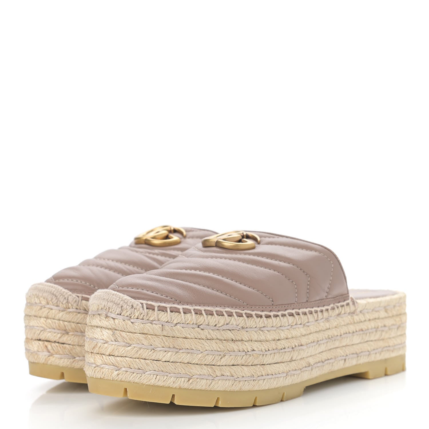 Gucci Nappa Matelasse GG Marmont Espadrille Slippers 38 Porcelain Rose 3 of 10