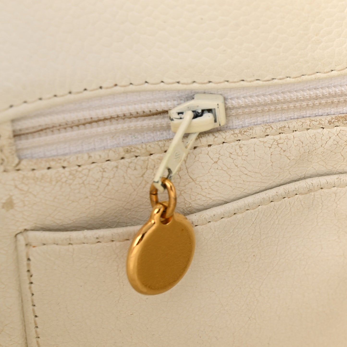 Caviar Quilted Shopper Tote White