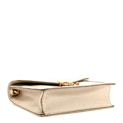 Miu Miu Metallic Vitello Lizard Embossed Confidential Chain Shoulder Bag Pirite 4 of 10