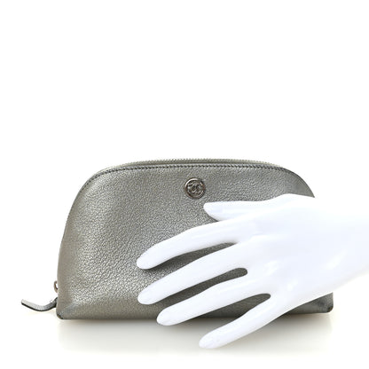 Chanel Metallic Goatskin Cosmetic Case Silver 2 of 12