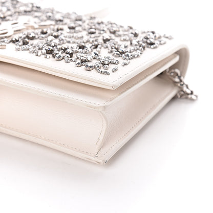 Saint Laurent Calfskin Bead Embellished Kate Monogram Tassel Chain Wallet White 9 of 9