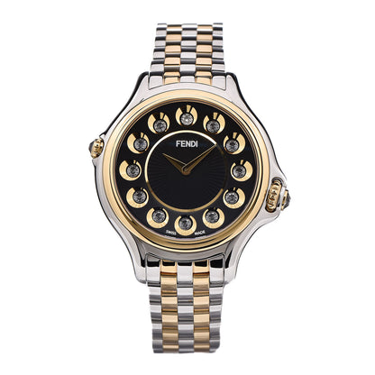Fendi Stainless Steel Diamond Topaz 33mm Crazy Carats Two Tone Quartz Watch Black 2 of 9