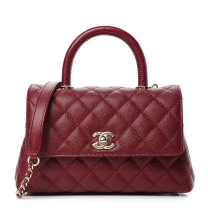 Chanel Caviar Lizard Quilted Mini Coco Handle Flap Red 1 of 11