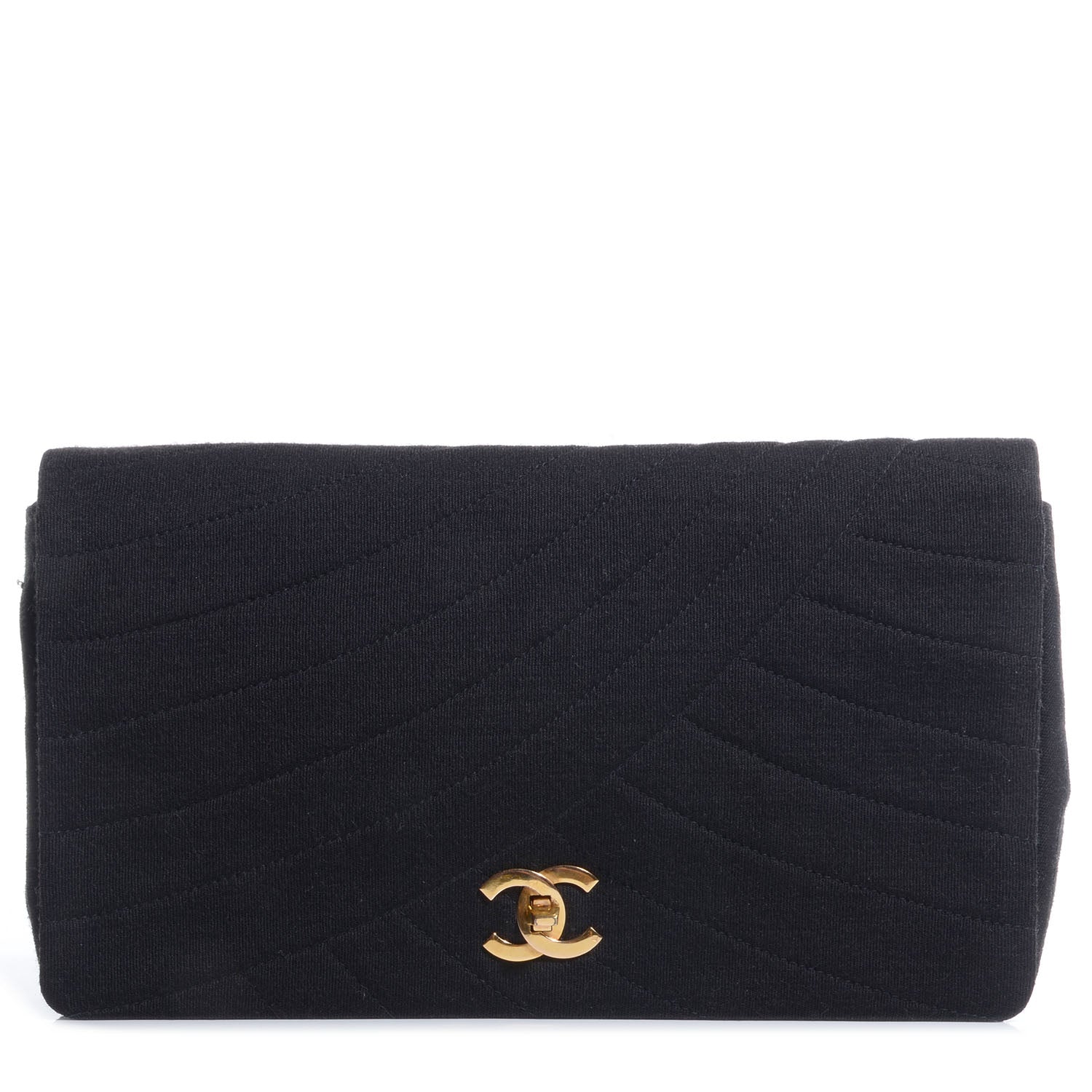 Chanel Jersey Clutch Black 1 of 7