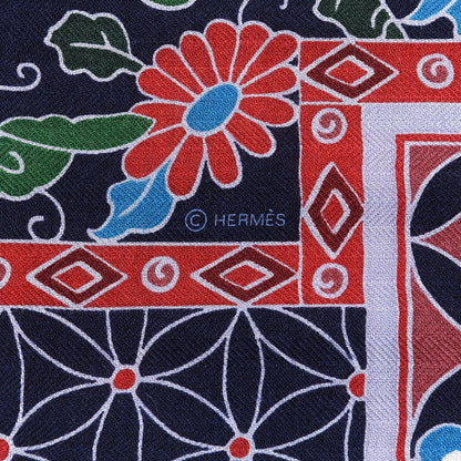 Hermes Cashmere Silk Collections Shawl 140 Emeraude Parme White 4 of 4