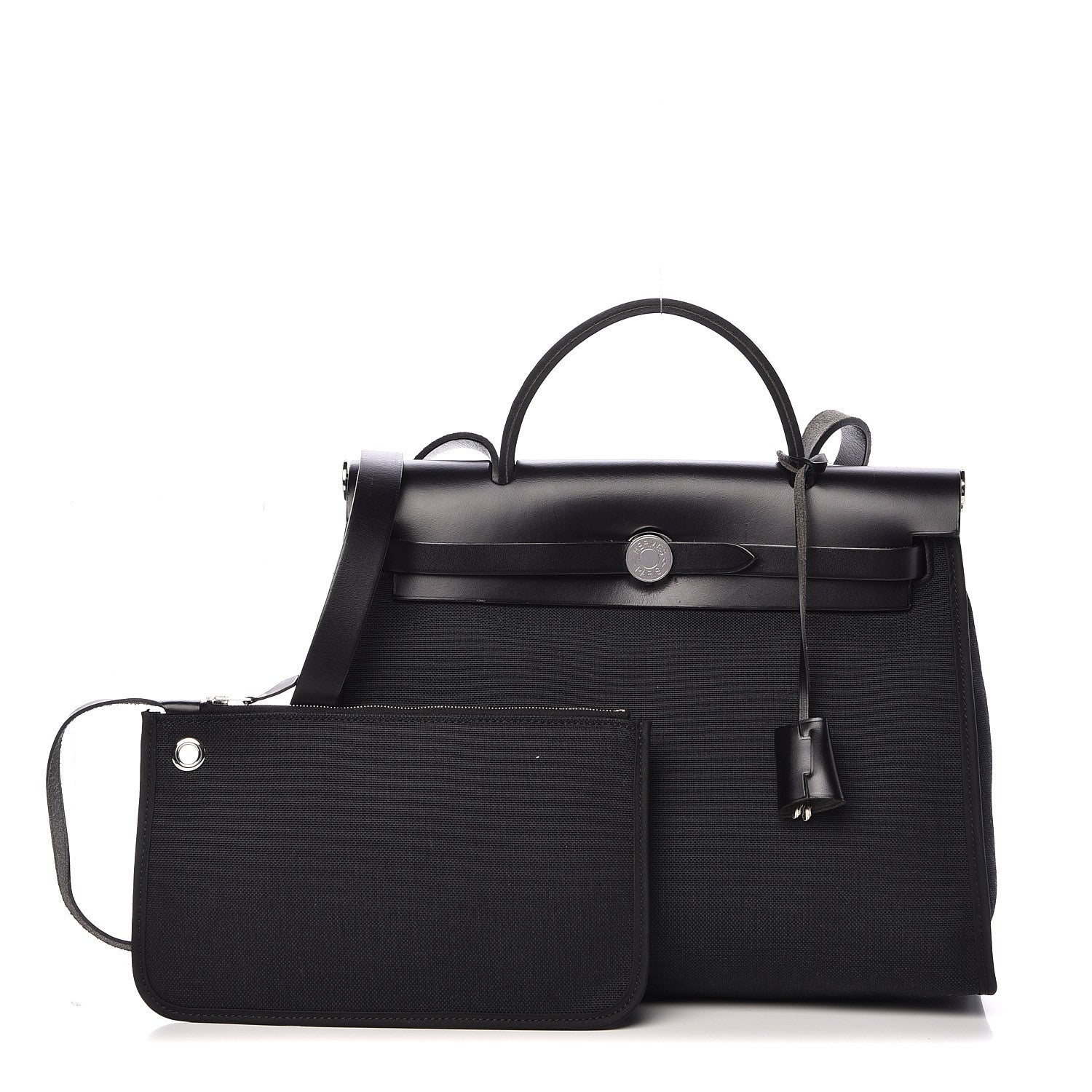 Hermes Military Toile Vache Hunter Herbag Zip PM 31 Black 1 of 14