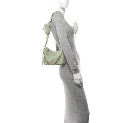 Prada Yarn Raffia Effect Crochet Re-Edition 2005 Shoulder Bag Acqua 2 of 13