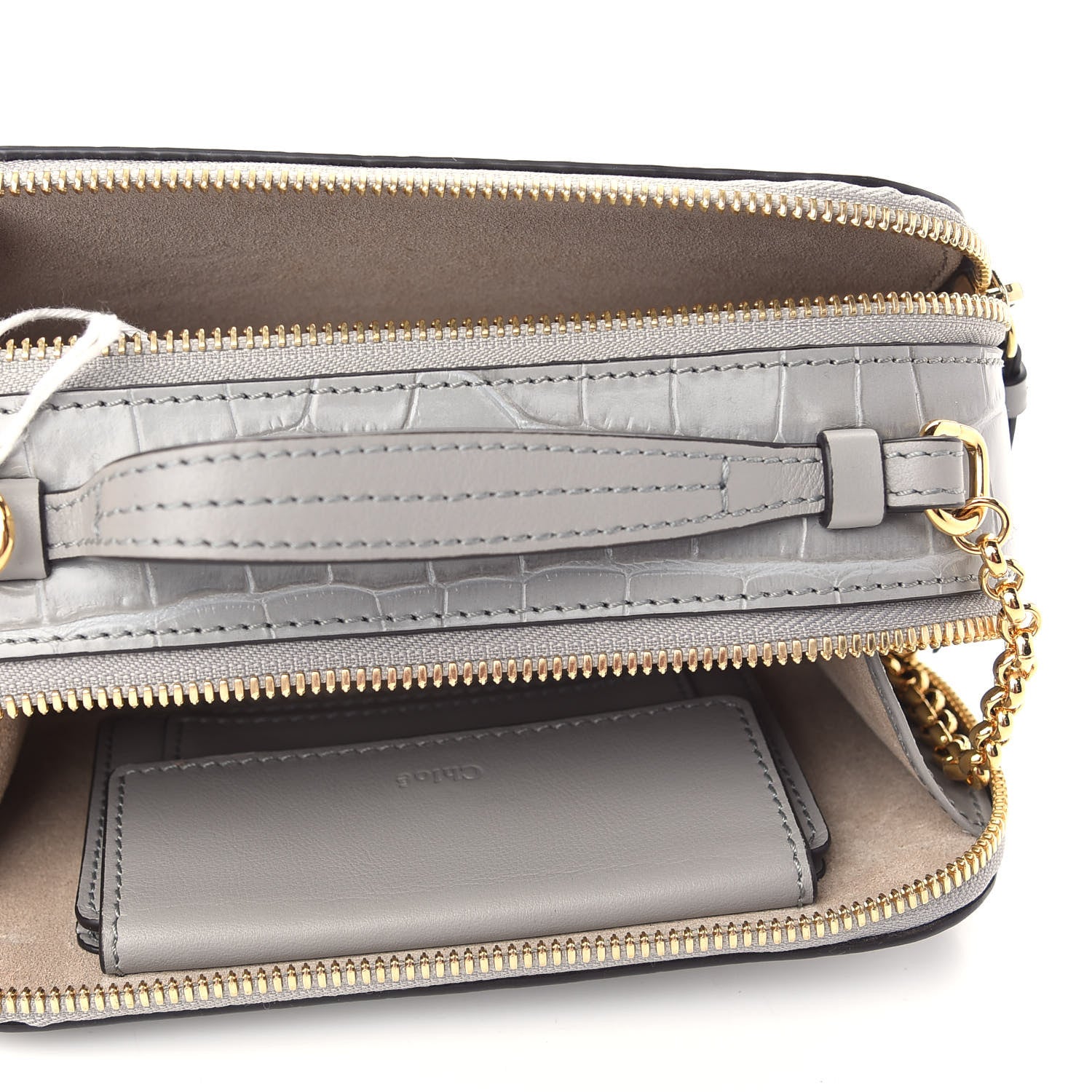 Chloe Calfskin Crocodile Embossed Mini C Vanity Bag Stormy Grey 5 of 9
