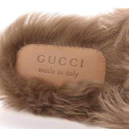 Gucci GG Monogram Fur Mens Princetown Slippers 10 Beige Ruggine Rust 6 of 8