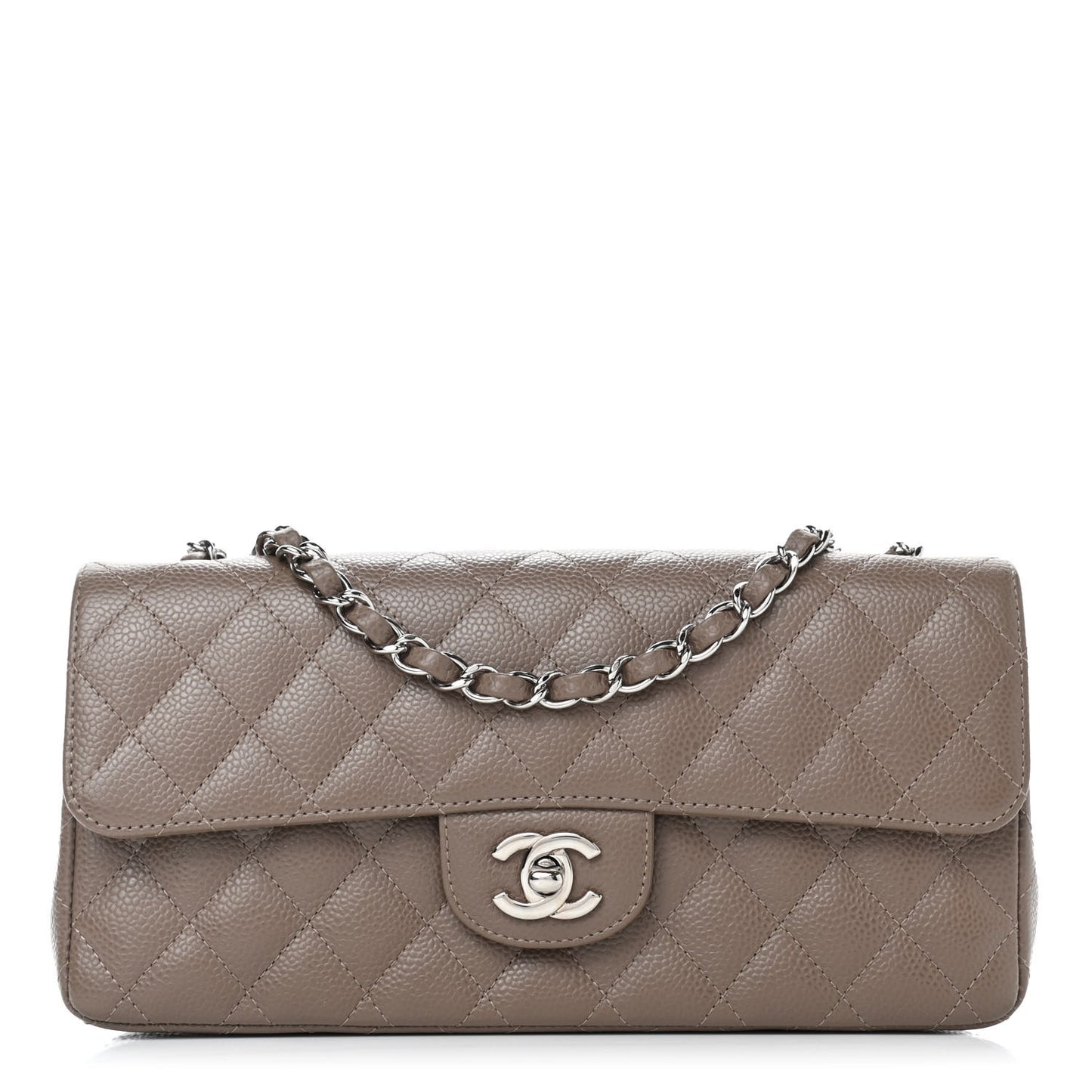 Caviar East West Flap Bag Taupe