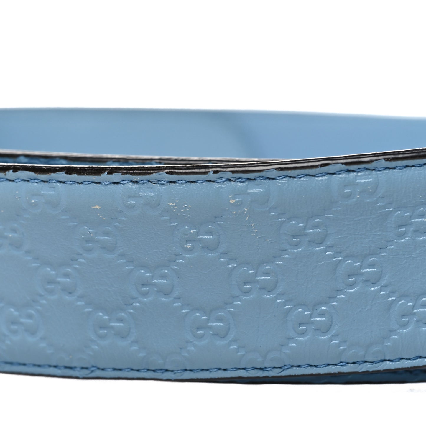 Soft Microguccissima Margaux Calfskin Belt 95 38 Mineral Blue